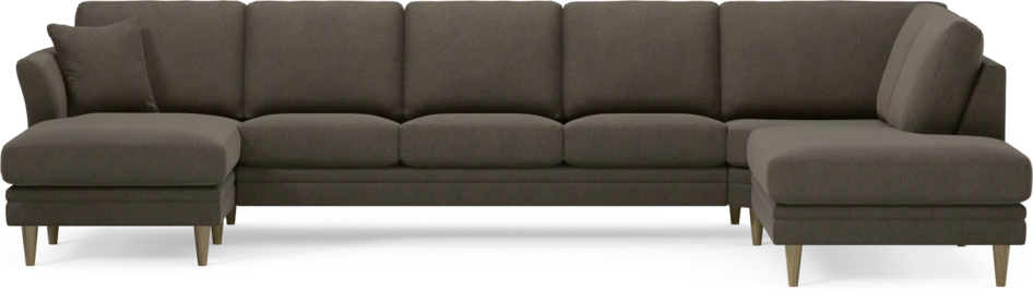 Eden - 3-sits soffa med schäslong vänster och divan höger - Brun