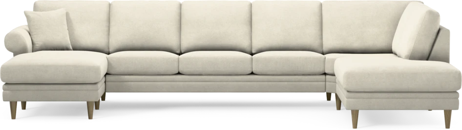 Eden - 3-sits soffa med schäslong vänster och divan höger - Vit