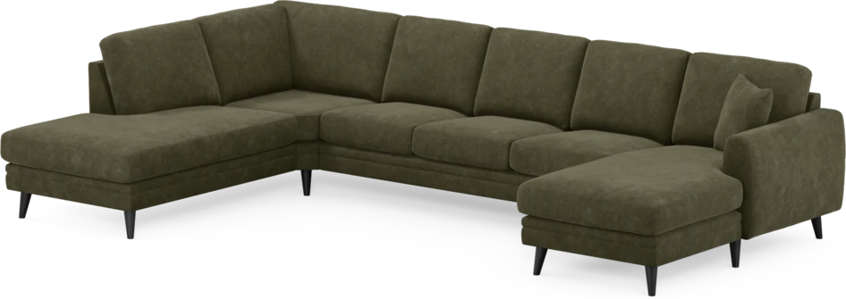 Eden - 3-sits soffa med divan vänster och schäslong höger - Grön