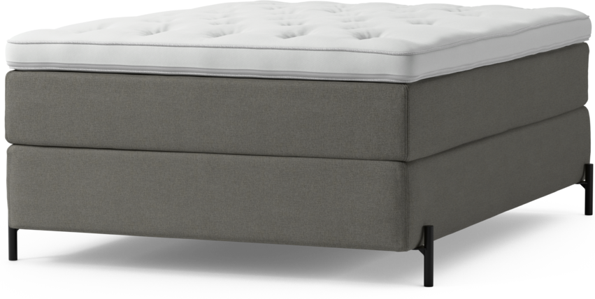 Delux Exclusive - Kontinentalsäng, enkelsäng 140 cm med bäddmadrass och sängben - Grå
