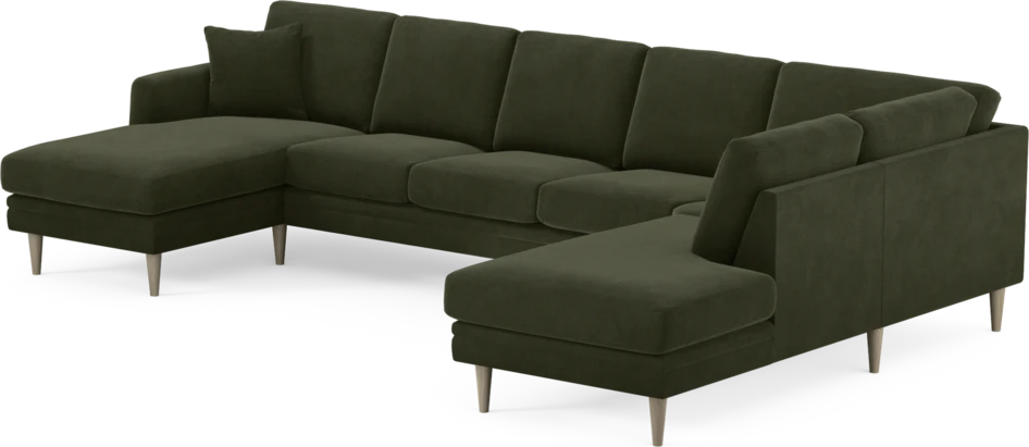 Eden - 3-sits soffa med schäslong vänster och divan höger - Grön