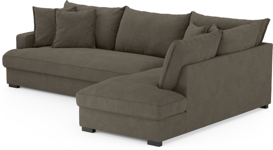 Mila - 3-sits soffa med divan höger, hel dyna - Brun
