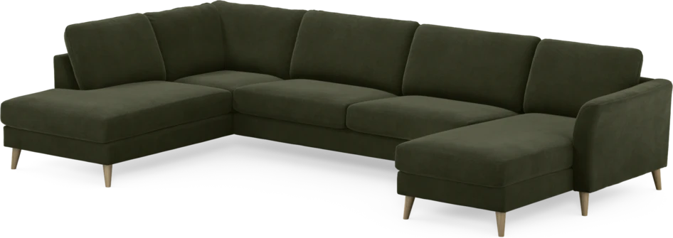 Bridge - 3-sits soffa med divan vänster och schäslong höger - Grön