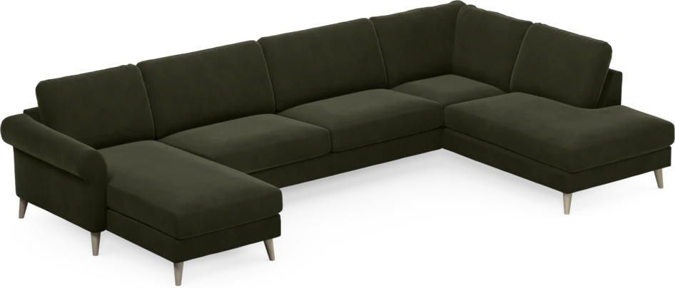 Bridge - 3-sits soffa med schäslong vänster och divan höger - Grön