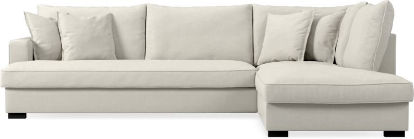 Mila - 3-sits soffa med divan höger, hel dyna - Vit