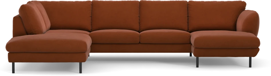 Madison Lux - 2-sits soffa med divan vänster och schäslong höger - Röd