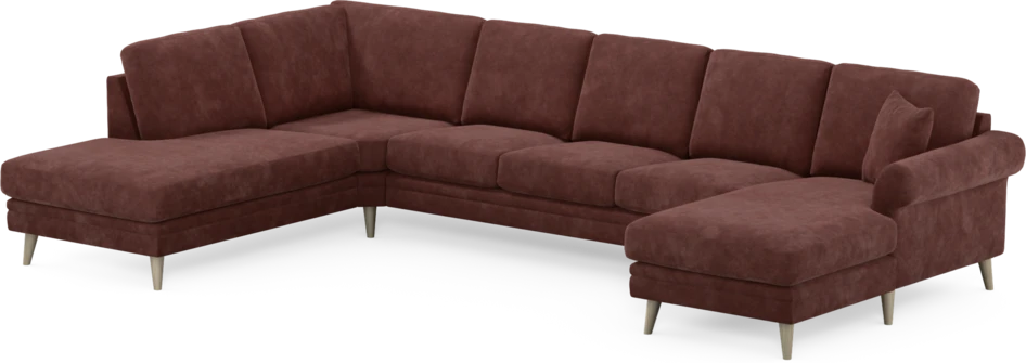 Eden - 3-sits soffa med divan vänster och schäslong höger - Röd