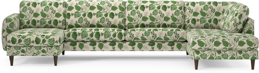 Bridge - 3-sits soffa med schäslong vänster och divan höger - Grön