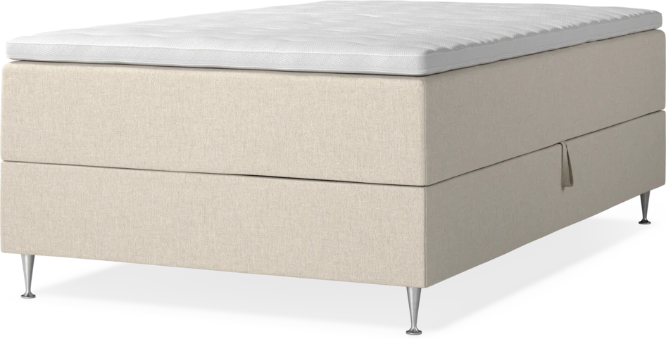 New York - Förvaringssäng, enkelsäng med bäddmadrass och sängben - Beige
