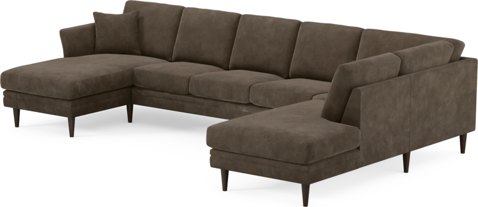Eden - 3-sits soffa med schäslong vänster och divan höger - Brun