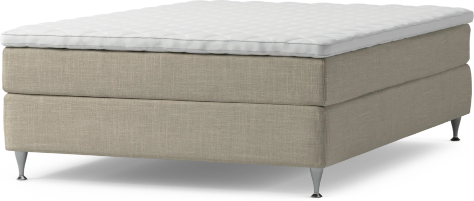 Delux Sense - Kontinentalsäng, enkelsäng 140 cm med bäddmadrass och sängben - Beige