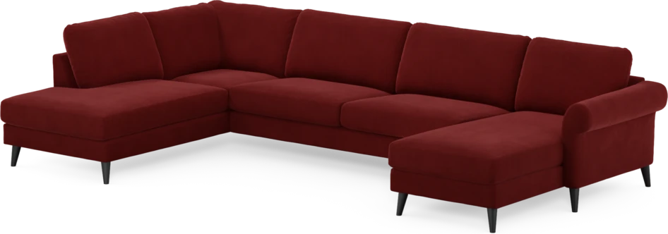 Bridge - 3-sits soffa med divan vänster och schäslong höger - Röd