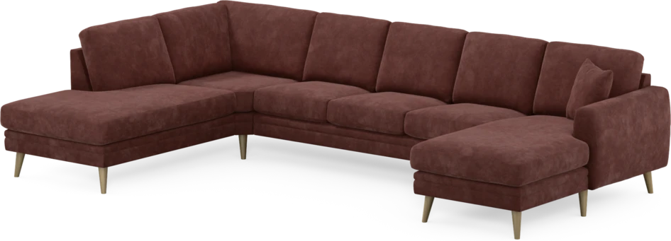 Eden - 3-sits soffa med divan vänster och schäslong höger - Röd