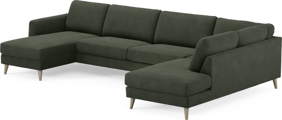 Bridge - 3-sits soffa med schäslong vänster och divan höger - Grön