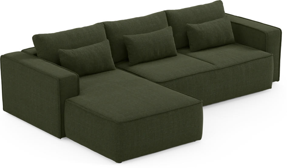 Ide - Bäddsoffa 3-sits med schäslong vänster - Grön