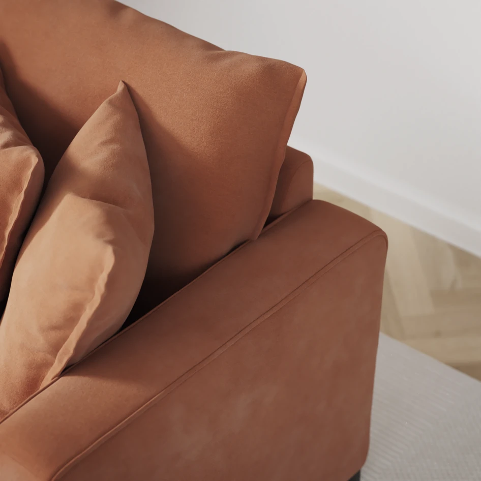 Mila - 3-sits soffa med divan höger - Orange