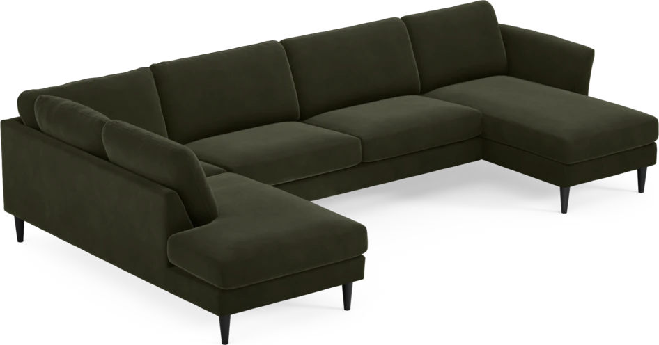 Bridge - 3-sits soffa med divan vänster och schäslong höger - Grön