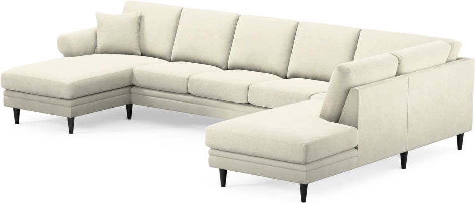 Eden - 3-sits soffa med schäslong vänster och divan höger - Vit