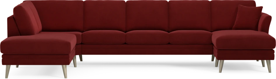 Eden - 3-sits soffa med divan vänster och schäslong höger - Röd