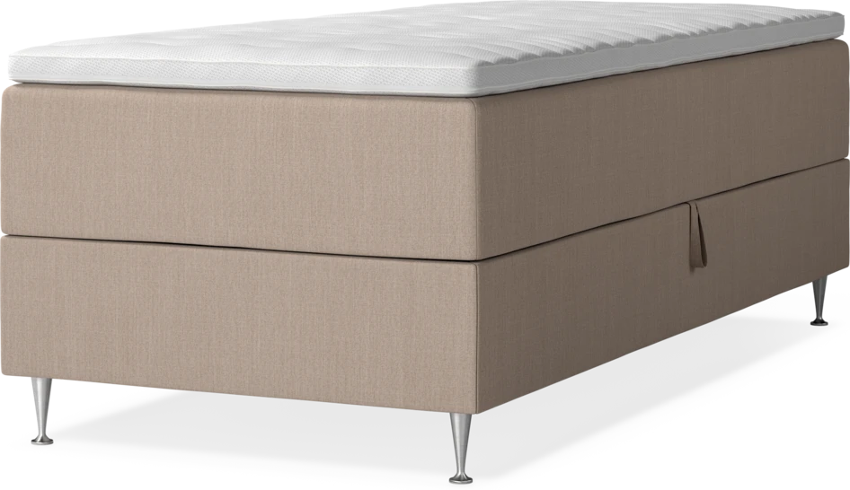New York - Förvaringssäng, enkelsäng med bäddmadrass och sängben - Beige