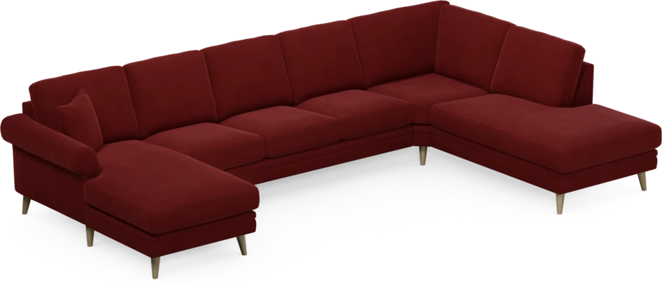 Eden - 3-sits soffa med schäslong vänster och divan höger - Röd