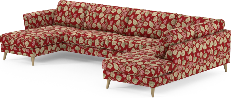 Bridge - 3-sits soffa med schäslong vänster och divan höger - Röd