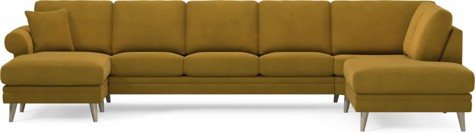 Eden - 3-sits soffa med schäslong vänster och divan höger - Gul