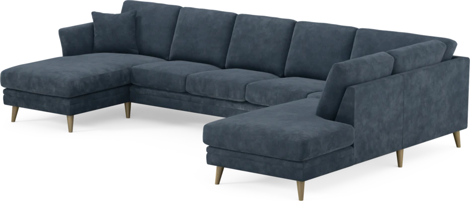 Eden - 3-sits soffa med schäslong vänster och divan höger - Blå