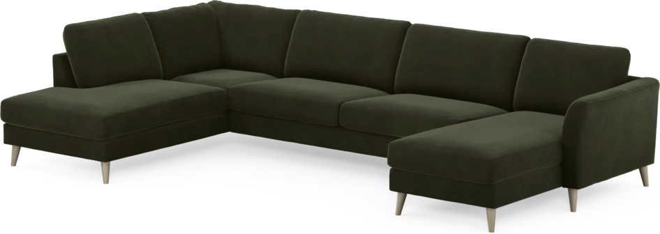 Bridge - 3-sits soffa med divan vänster och schäslong höger - Grön