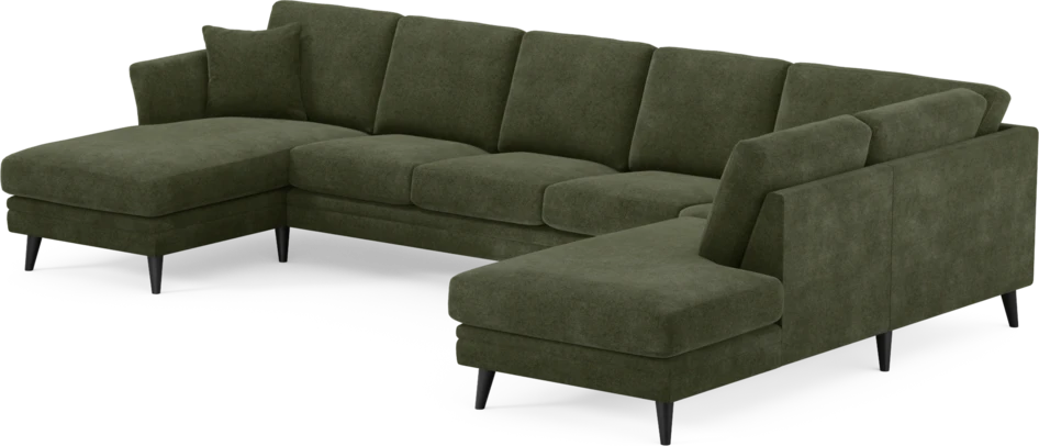 Eden - 3-sits soffa med schäslong vänster och divan höger - Grön