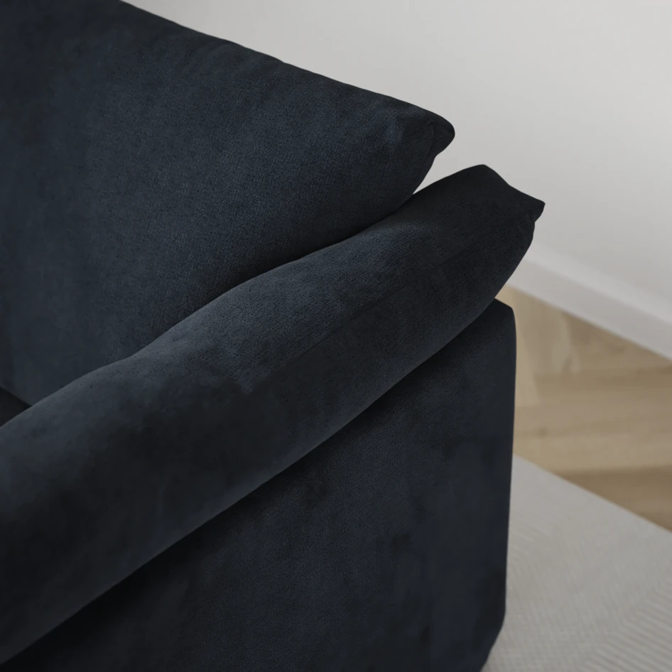 Cherrie - 3-sits soffa med divan vänster, med kappa - Blå
