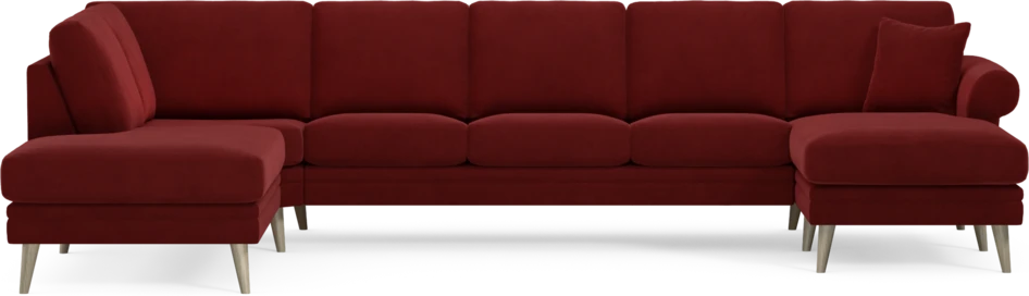 Eden - 3-sits soffa med divan vänster och schäslong höger - Röd