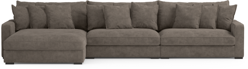 Rossi - 4-sits soffa med schäslong XL vänster - Brun