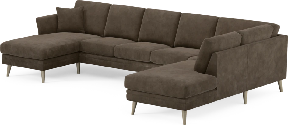Eden - 3-sits soffa med schäslong vänster och divan höger - Brun