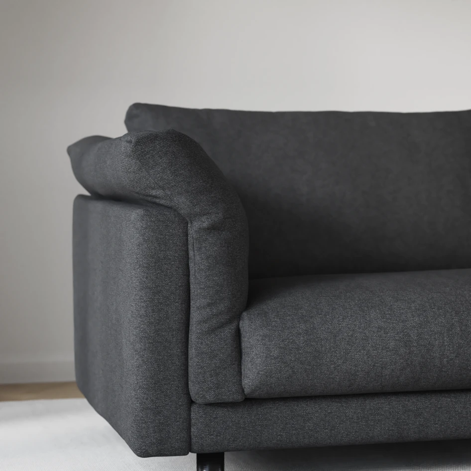 Cherrie - 2,5-sits soffa, hel dyna, fast klädsel - Svart
