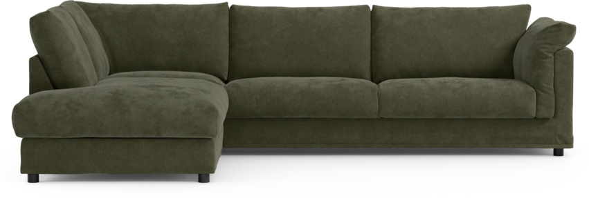 Cherrie - 3-sits soffa med divan vänster, med kappa - Grön