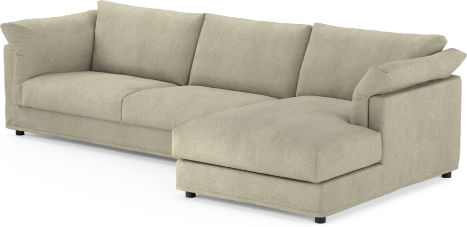 Cherrie - 3-sits soffa med schäslong höger, med kappa - Beige