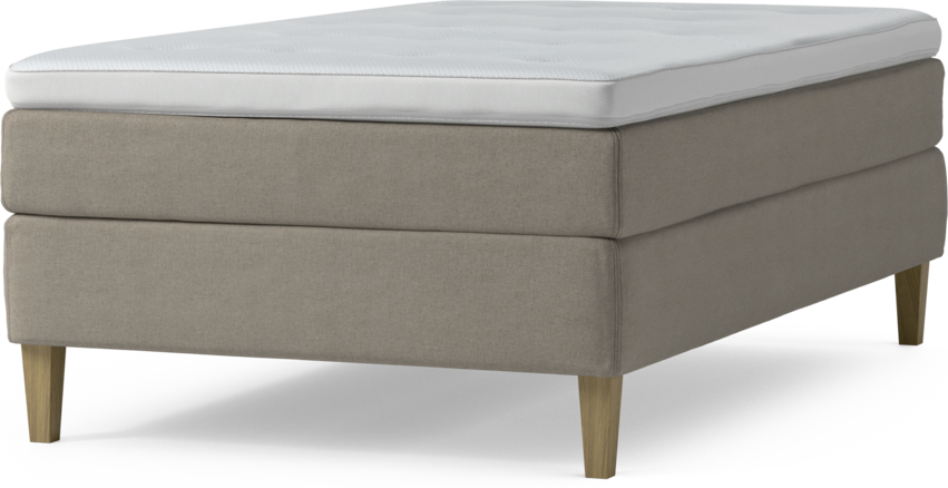 Delux Sense - Kontinentalsäng, enkelsäng 120 cm med bäddmadrass och sängben - Beige