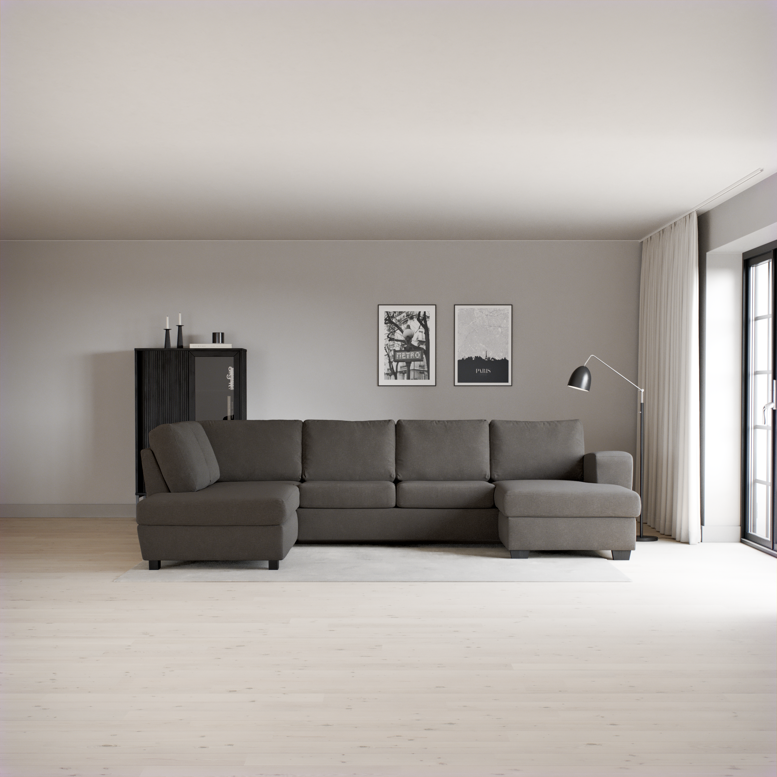 Friday, 3-sits soffa med divan vänster och schäslong höger