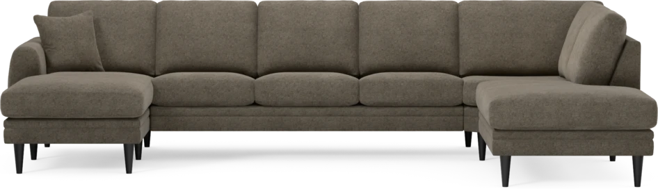 Eden - 3-sits soffa med schäslong vänster och divan höger - Brun