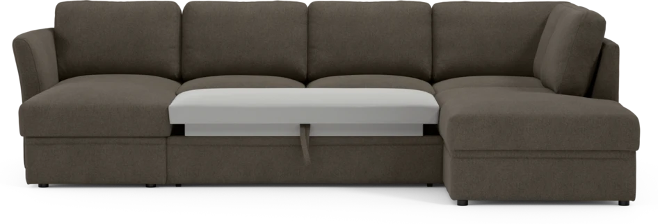 Öland - Bäddsoffa med schäslong vänster och divan höger - Brun