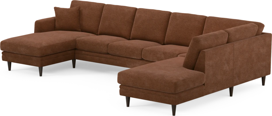 Eden - 3-sits soffa med schäslong vänster och divan höger - Orange