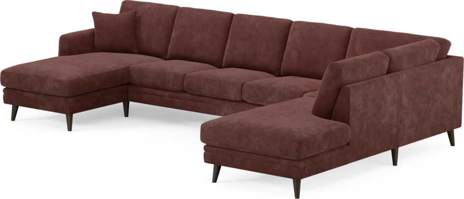Eden - 3-sits soffa med schäslong vänster och divan höger - Röd