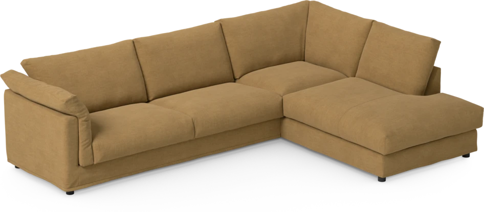 Cherrie - 3-sits soffa med divan höger, med kappa - Gul