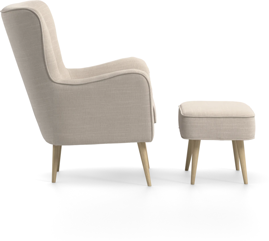Cordelia - Fåtölj med fotpall - Beige