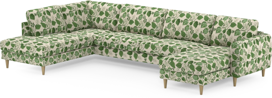 Bridge - 3-sits soffa med divan vänster och schäslong höger - Grön