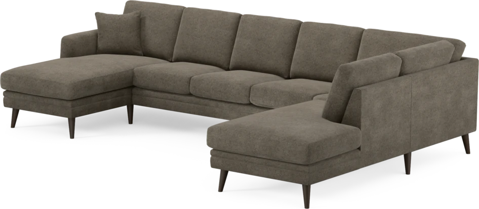Eden - 3-sits soffa med schäslong vänster och divan höger - Brun