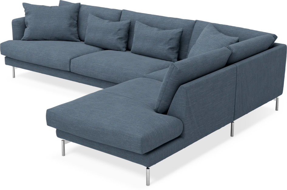 Harper - 3-sits soffa med divan höger - Blå