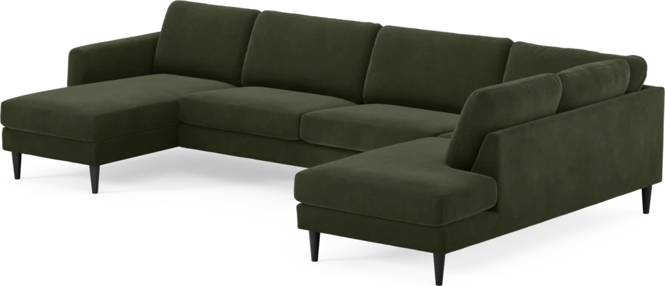 Bridge - 3-sits soffa med schäslong vänster och divan höger - Grön