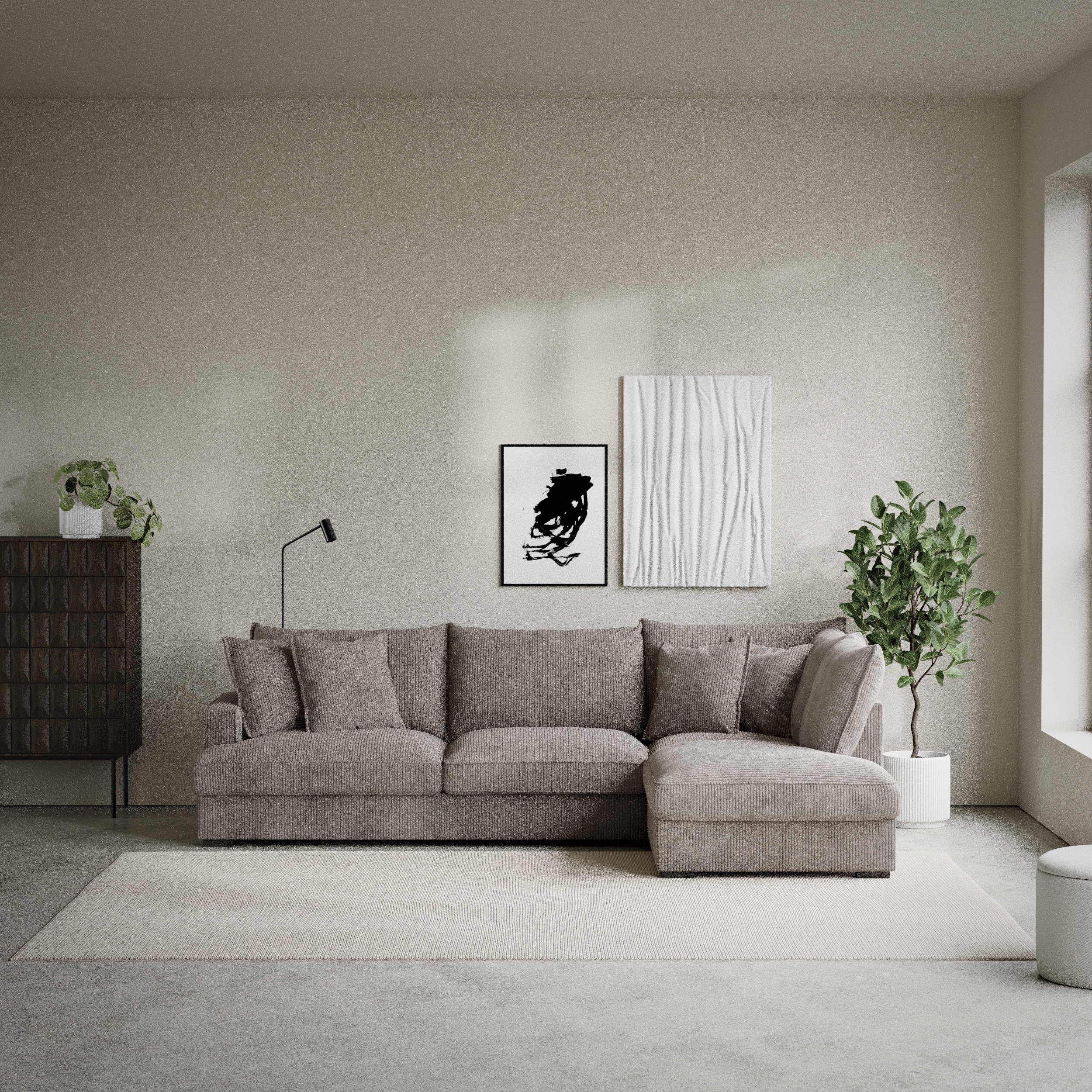 Mila, 3-sits soffa med divan höger